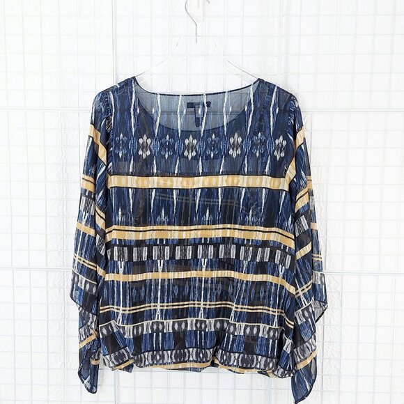 Alfani Angel Wing Sleeve Embellished Sheer Graphic Pullover Top - Picture 2 of 8